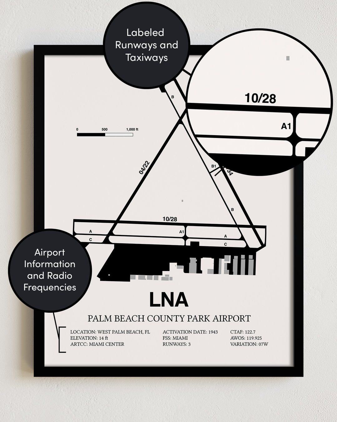LNA Airport Map, Palm Beach County Park Airport Print