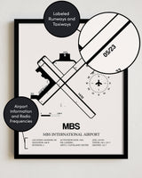 MBS Airport Map, MBS International Airport Print