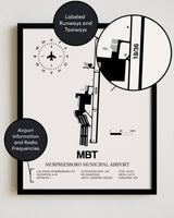 MBT Airport Map, Murfreesboro Municipal Airport Print