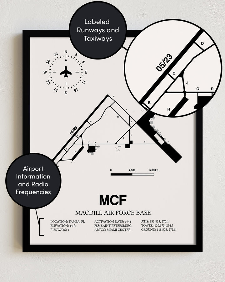 MCF Airport Map, MacDill Air Force Base Print