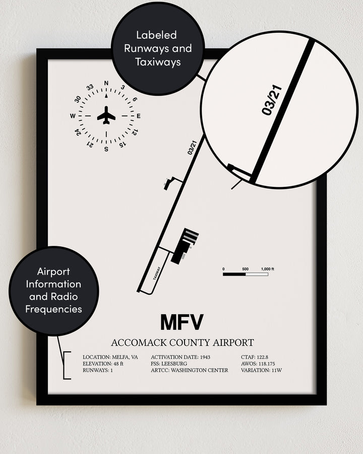 MFV Airport Map, Accomack County Airport Print