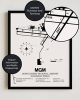 MGM Airport Map, Montgomery Regional Airport (Dannelly Field) Print
