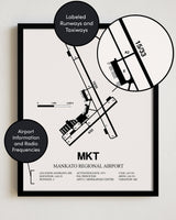 MKT Airport Map, Mankato Regional Airport Print
