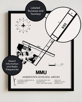 MMU Airport Map, Morristown Municipal Airport Print