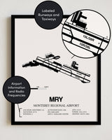 MRY Airport Map, Monterey Regional Airport Print
