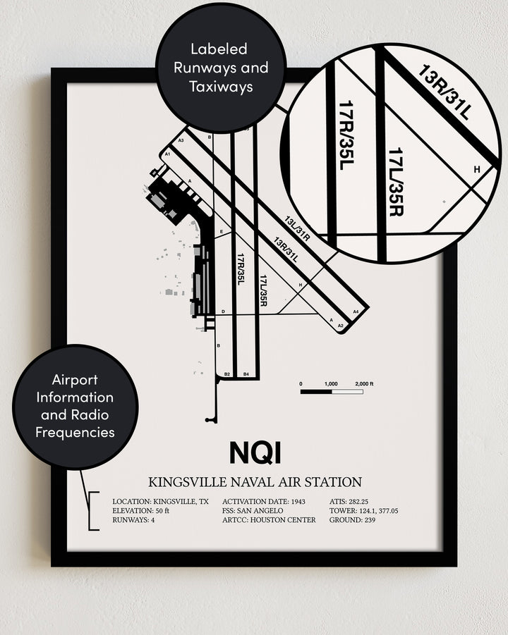 NQI Airport Map, Kingsville Naval Air Station Print