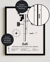 OJC Airport Map, Johnson County Executive Airport Print