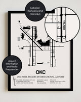 OKC Airport Map, OKC Will Rogers International Airport Print