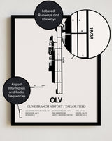 OLV Airport Map, Olive Branch Airport/Taylor Field Print
