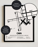 OMN Airport Map, Ormond Beach Municipal Airport Print