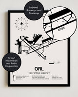 ORL Airport Map, Executive Airport Print