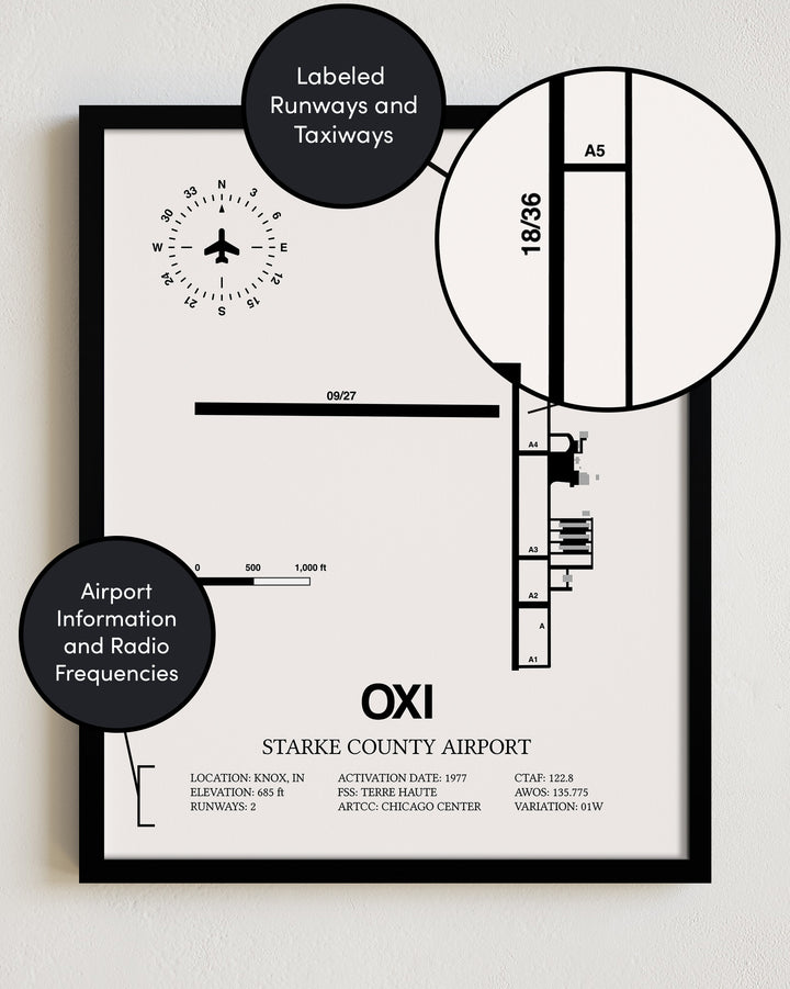 OXI Airport Map, Starke County Airport Print