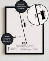 PEA Airport Map, Pella Municipal Airport Print