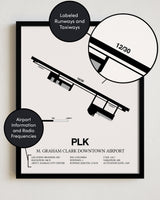 PLK Airport Map, M Graham Clark Downtown Airport Print