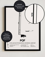 POF Airport Map, Poplar Bluff Regional Business Airport Print