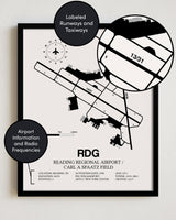 RDG Airport Map, Reading Regional Airport/Carl A. Spaatz Field Print