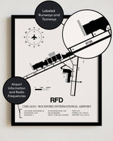 RFD Airport Map, Chicago/Rockford International Airport Print
