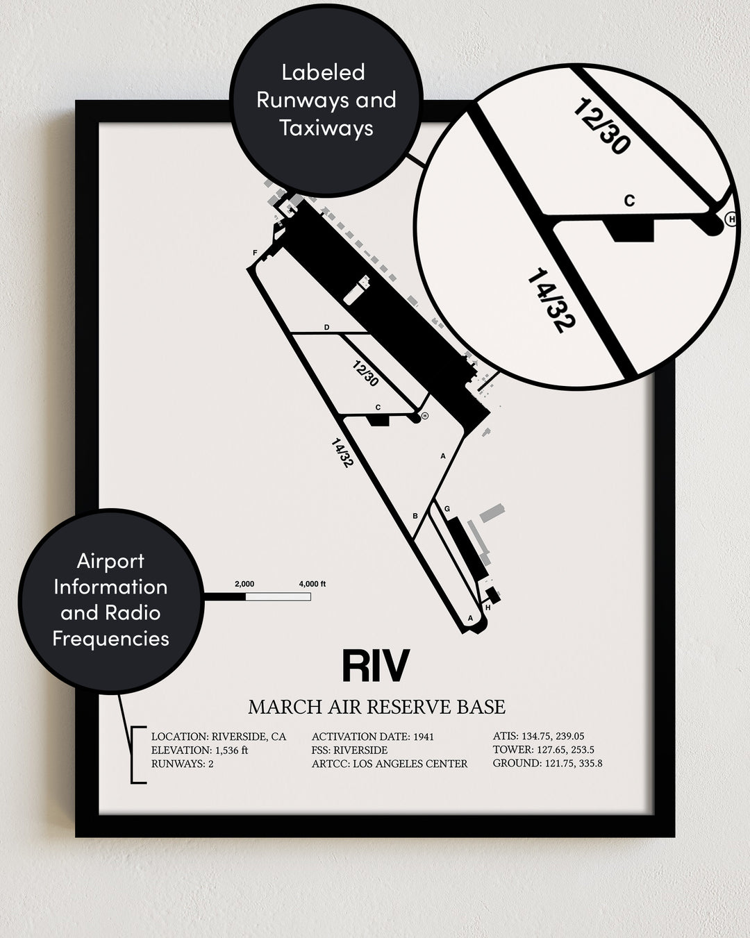 RIV Airport Map, March Air Reserve Base Print