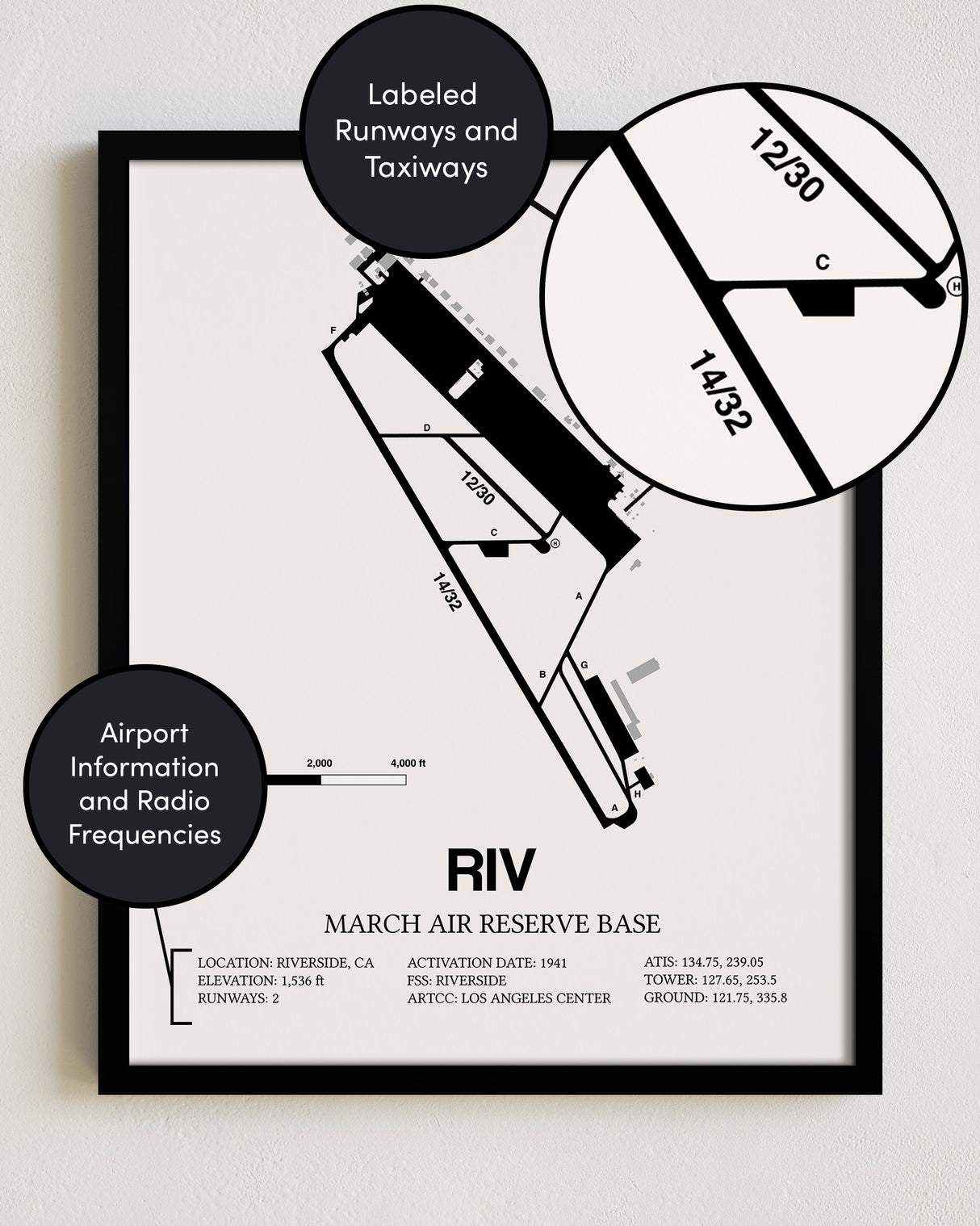 RIV Airport Map, March Air Reserve Base Print
