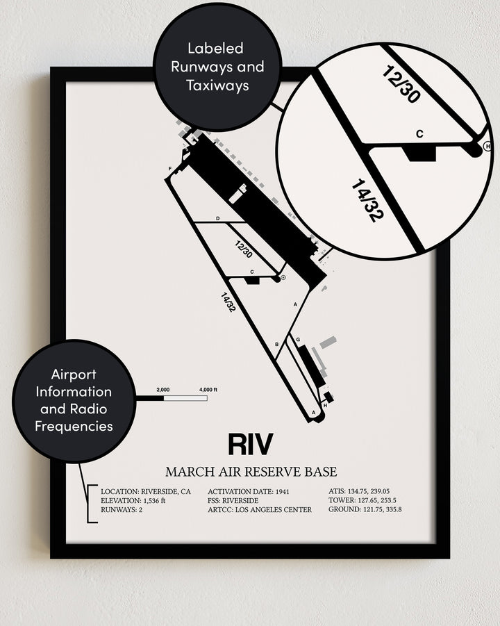 RIV Airport Map, March Air Reserve Base Print