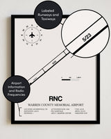 RNC Airport Map, Warren County Memorial Airport Print