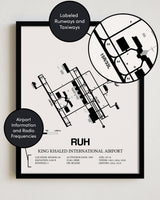 RUH Airport Map, King Khaled International Airport Print