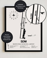 SDM Airport Map, Brown Field Municipal Airport Print