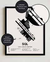 SQL Airport Map, San Carlos Airport Print