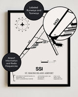 SSI Airport Map, St. Simons Island Airport Print