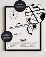 SWF Airport Map, New York Stewart International Airport Print