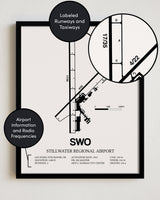 SWO Airport Map, Stillwater Regional Airport Print