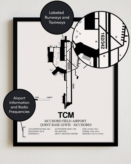 TCM Airport Map, McChord Field Airport (Joint Base Lewis-McChord) Print