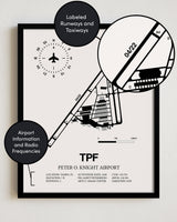 TPF Airport Map, Peter O. Knight Airport Print
