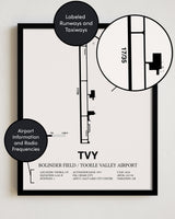 TVY Airport Map, Bolinder Field / Tooele Valley Airport Print