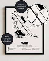 WRB Airport Map, Robins Air Force Base Print
