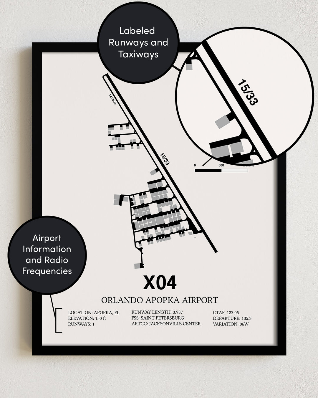 X04 Airport Map, Orlando Apopka Airport Print