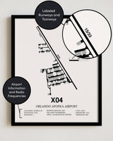 X04 Airport Map, Orlando Apopka Airport Print