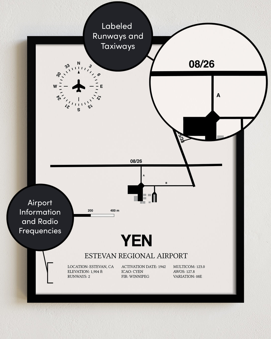 YEN Airport Map, Toronto Pearson International Airport Print