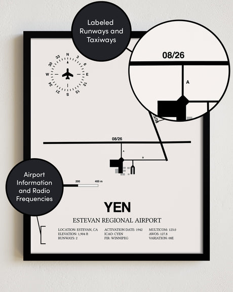 YEN Airport Map, Toronto Pearson International Airport Print