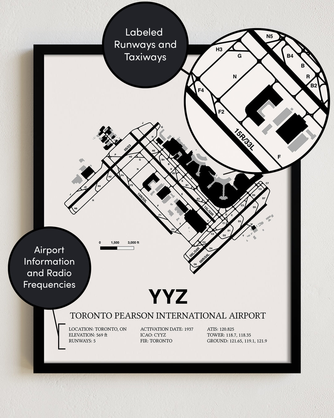 YYZ Airport Map, Estevan Airport Print
