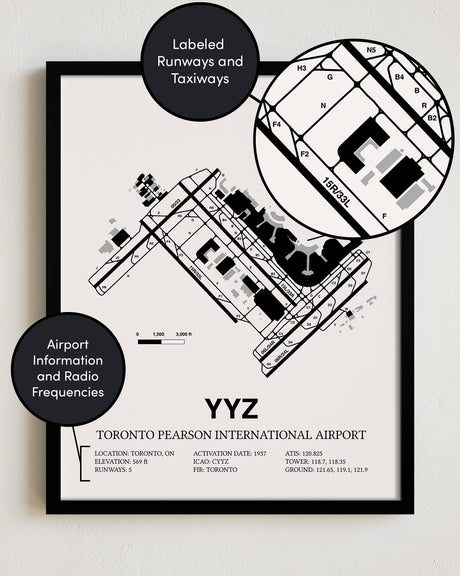 YYZ Airport Map, Estevan Airport Print