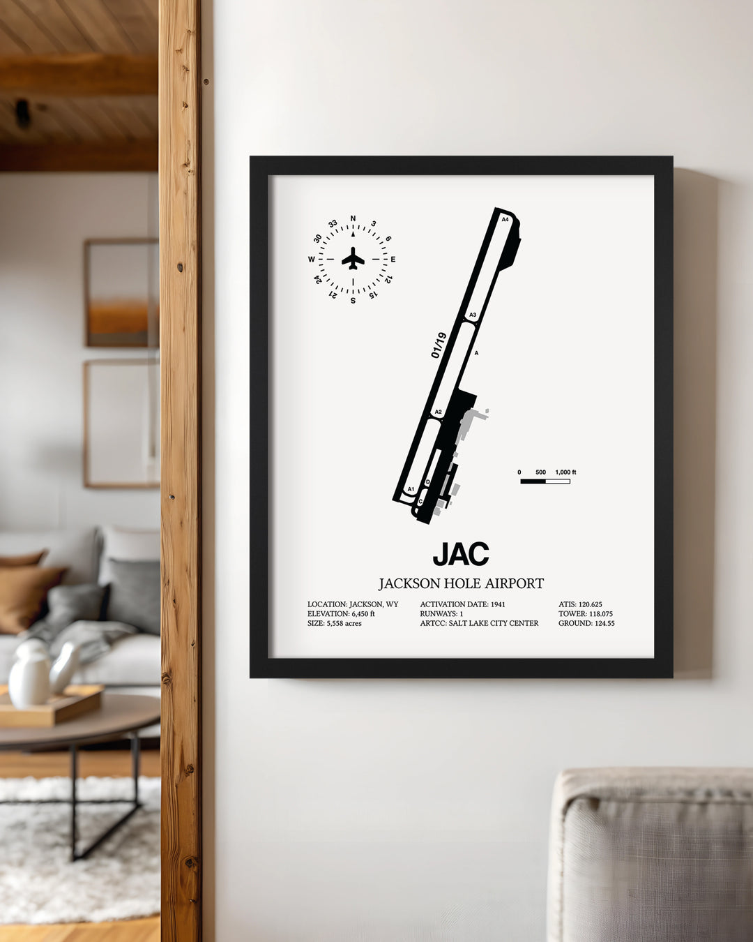 JAC Airport Map, Jackson Hole Airport Print