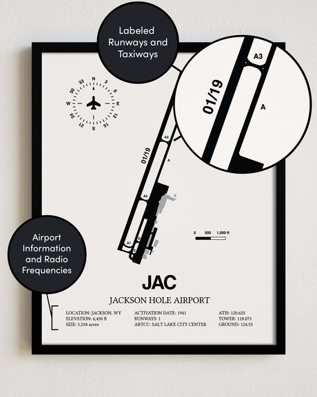 JAC Airport Map, Jackson Hole Airport Print