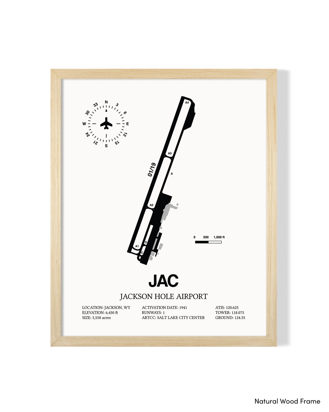 JAC Airport Map, Jackson Hole Airport Print