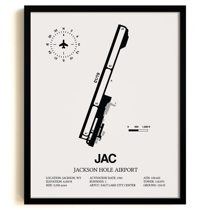 JAC Airport Map, Jackson Hole Airport Print