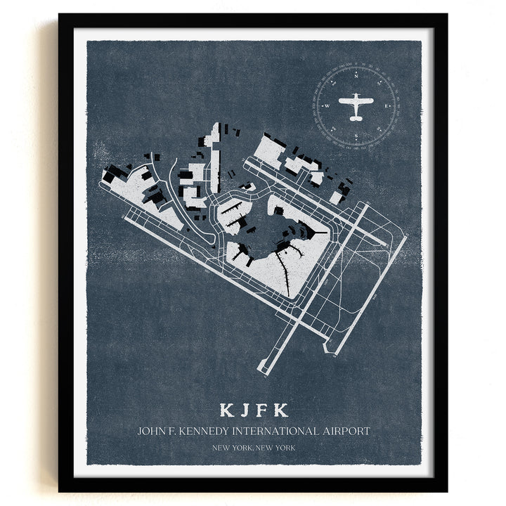 JFK Airport Map, Vintage Style, John F. Kennedy International Airport Print