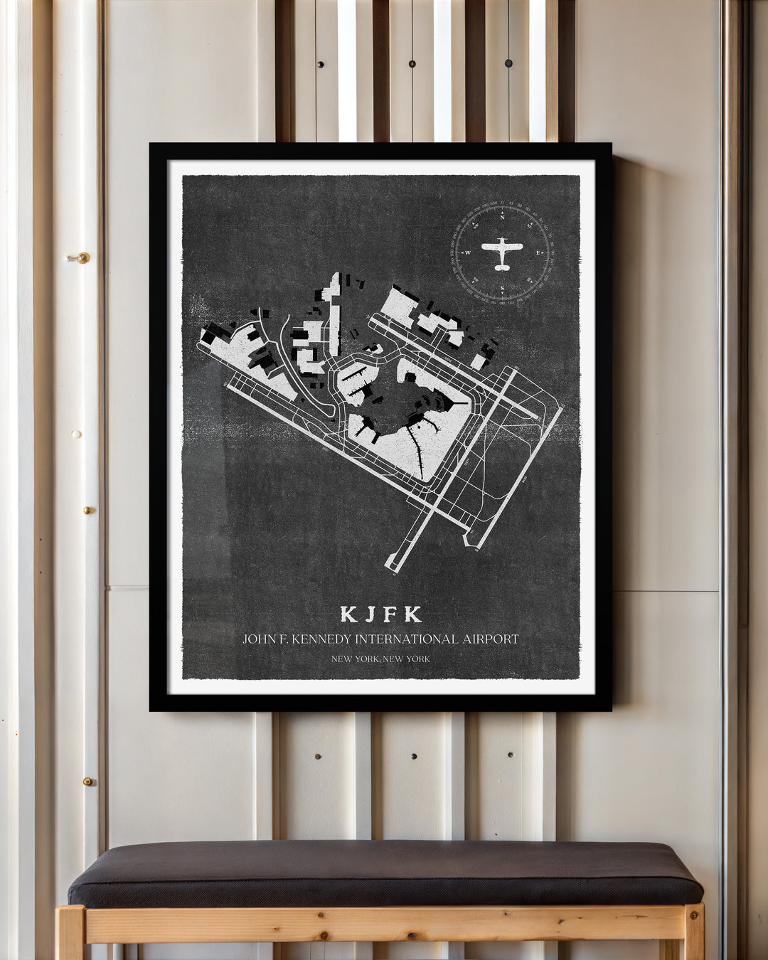 JFK Airport Map, Vintage Style, John F. Kennedy International Airport Print