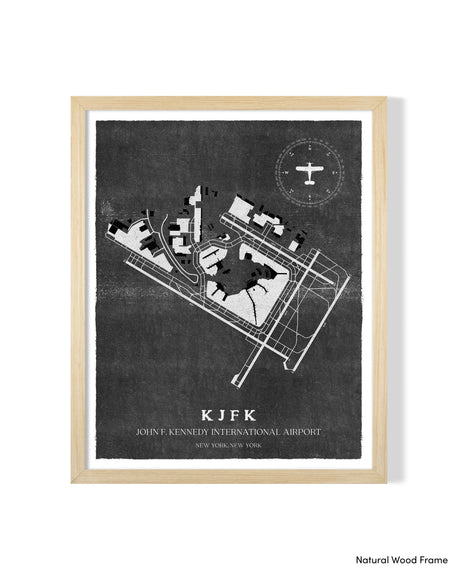 JFK Airport Map, Vintage Style, John F. Kennedy International Airport Print