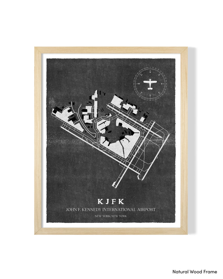JFK Airport Map, Vintage Style, John F. Kennedy International Airport Print