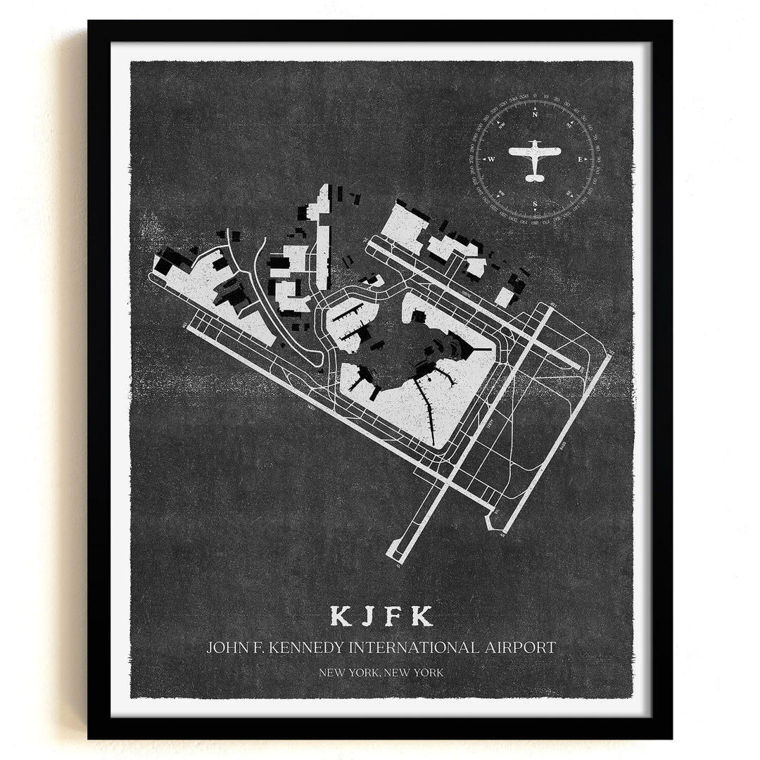 JFK Airport Map, Vintage Style, John F. Kennedy International Airport Print